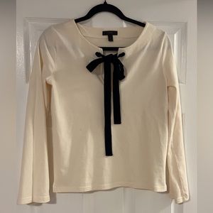 J.CREW velvet bow, bell sleeve shirt